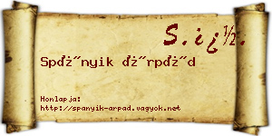 Spányik Árpád névjegykártya